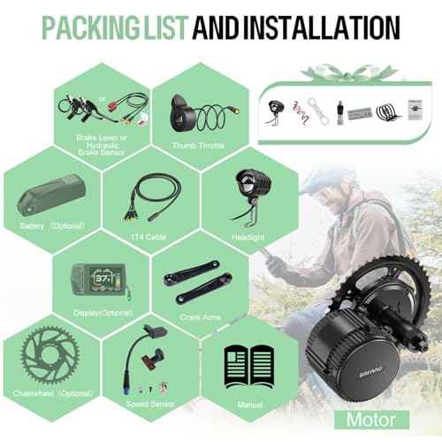 Mid Drive Electric Bike Conversion Kit 500W 750W 1000W 48V 52V BBS Style Universal Fit E Bike Motor Kit