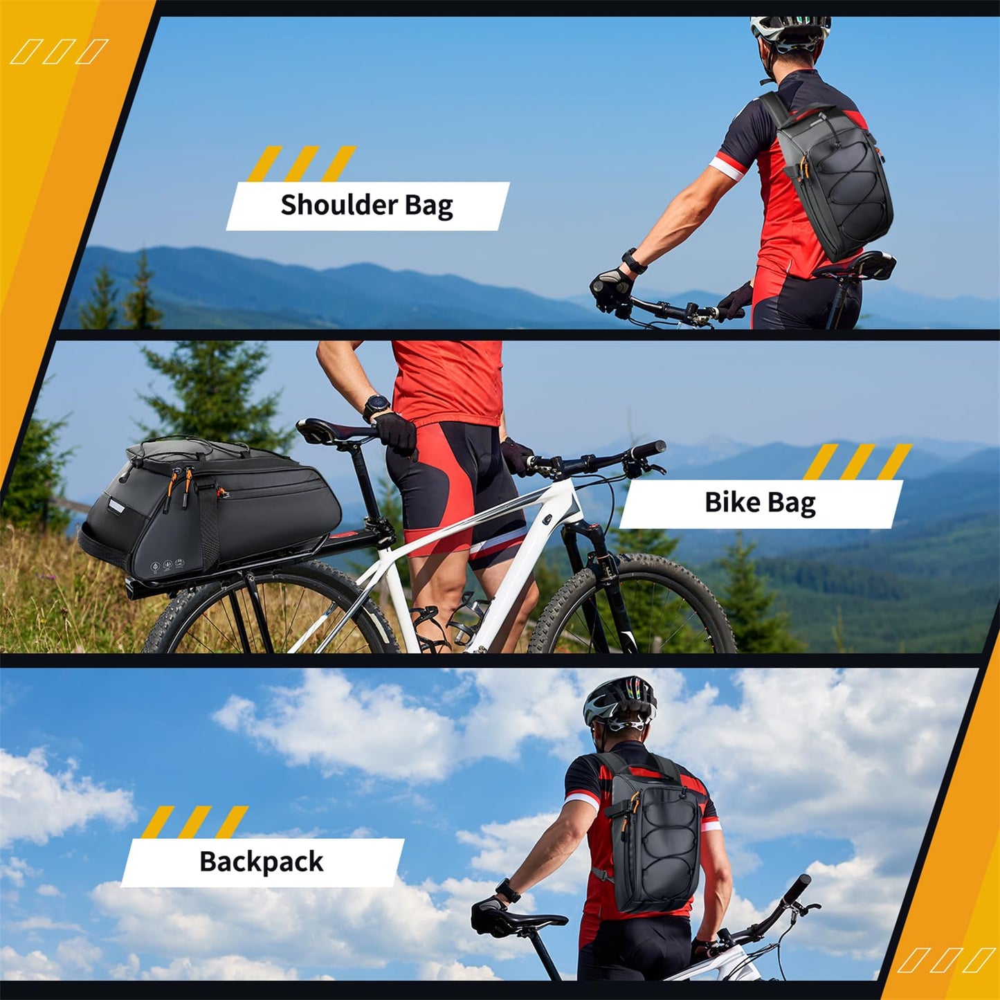 Waterproof Bike Rear Rack Bag 7L Reflective Bicycle Trunk Pannier Storage Saddle Carrier Compact Cycling Outdoor Travel