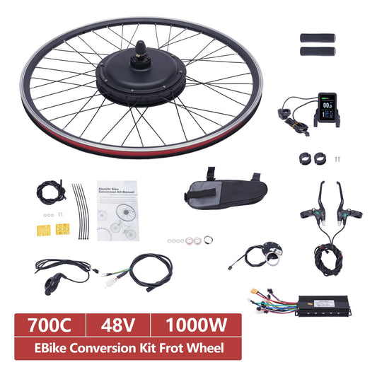 Electric Bike Conversion Kit 48V 1000W 700C Hub Motor Dual Mode Controller LCD Display PAS Adjustable Speed E Bike Conversion System