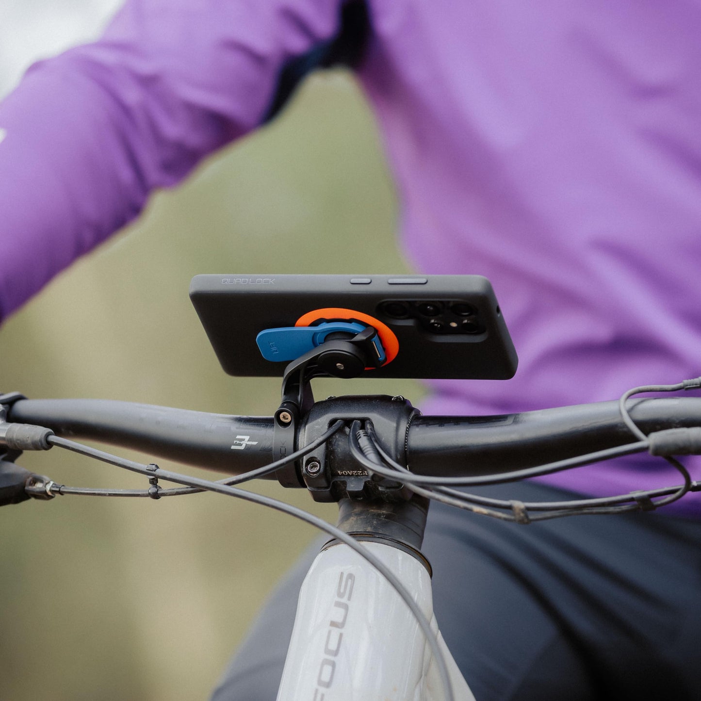 Out Front Bike Phone Mount Handlebar Compatible iPhone Galaxy Pixel Secure Lock Cycling Smartphone Holder