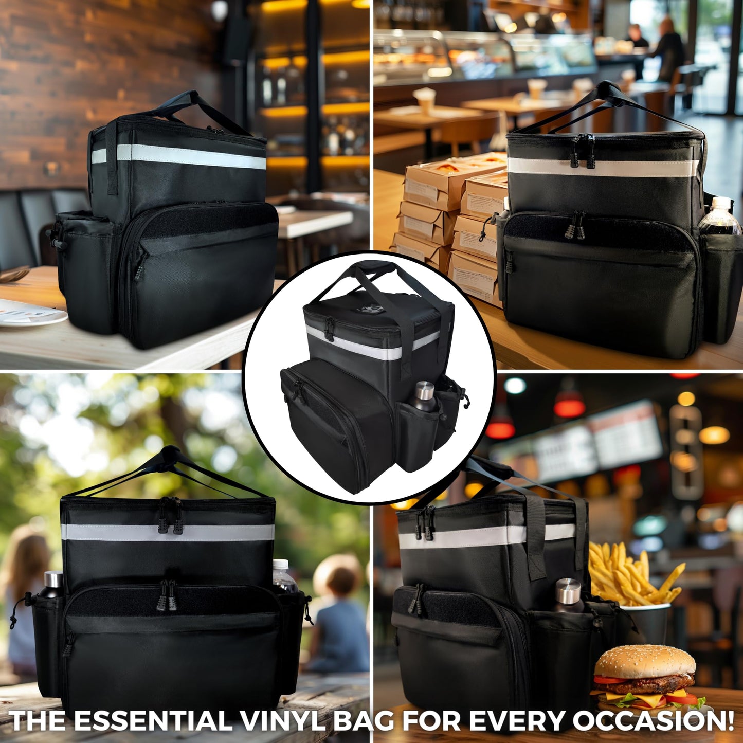 Insulated Expandable Food Delivery Backpack Commercial Grade 1680D Fabric Customizable Branding Velcro Panel Bike Courier Thermal Delivery Bag