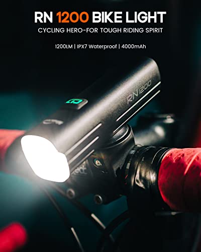 USB Rechargeable Bike Headlight 1200LM CREE LED IPX7 Waterproof Type-C 4000mAh Night Riding