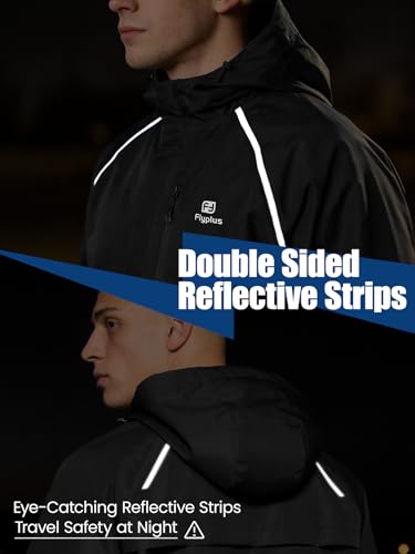 Men’s Reflective Waterproof Lightweight Packable Rain Jacket Hooded Windbreaker Cycling Running Outdoor Gear