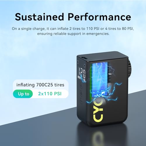 Ultra Compact Electric Bike Pump 120PSI Auto Stop Mini Pump with Gauge Presta Schrader Valve Magnesium Alloy Lightweight Portable Tire Inflator for Road MTB E Bike