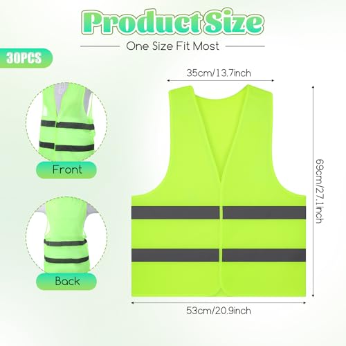 High Visibility Reflective Safety Vest 30 Pack Mesh Neon Green Work