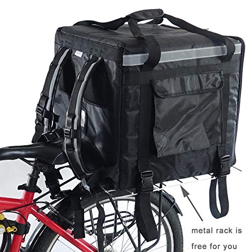 Insulated Pizza Delivery Bag with Cup Holder Thermal Food Delivery Bag 16x16x16 Inch Side Loading Waterproof Scooter Bike Carrier Box