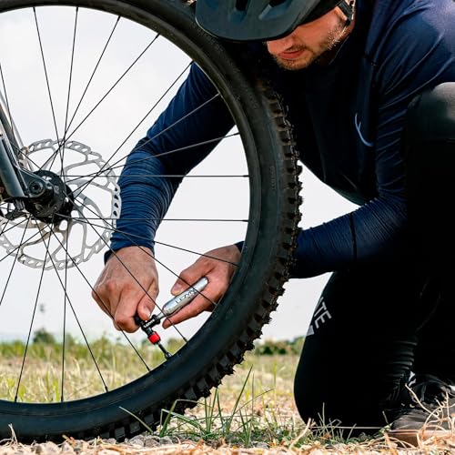 CO2 Bike Tire Inflator Lightweight CNC Aluminum Valve Compatible Compact Tire Pump Increased Airflow Portable Bicycle Tool