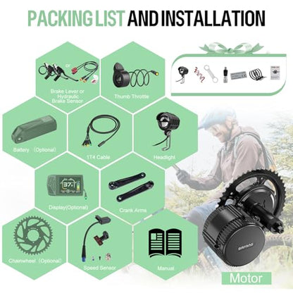 Mid Drive Electric Bike Conversion Kit 500W 750W 1000W 48V 52V BBS Style Universal Fit E Bike Motor Kit
