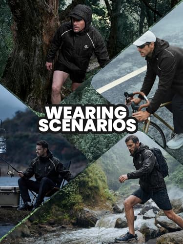 Men’s Reflective Waterproof Lightweight Packable Rain Jacket Hooded Windbreaker Cycling Running Outdoor Gear