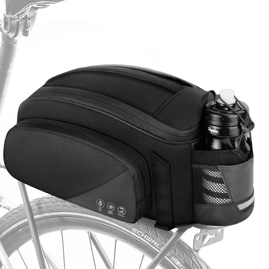 Waterproof Bike Rear Rack Bag 12L Reflective Pannier Saddle Trunk Storage with Bottle Holder Shoulder Strap Commuter MTB E Bike