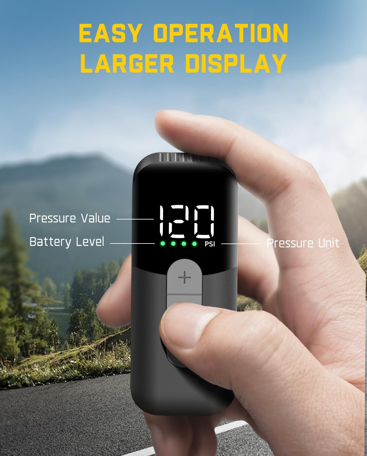 Portable Electric Mini Bike Pump 120PSI Auto Stop Gauge Presta Schrader Valve Compact Road MTB Bicycle Tire Pump
