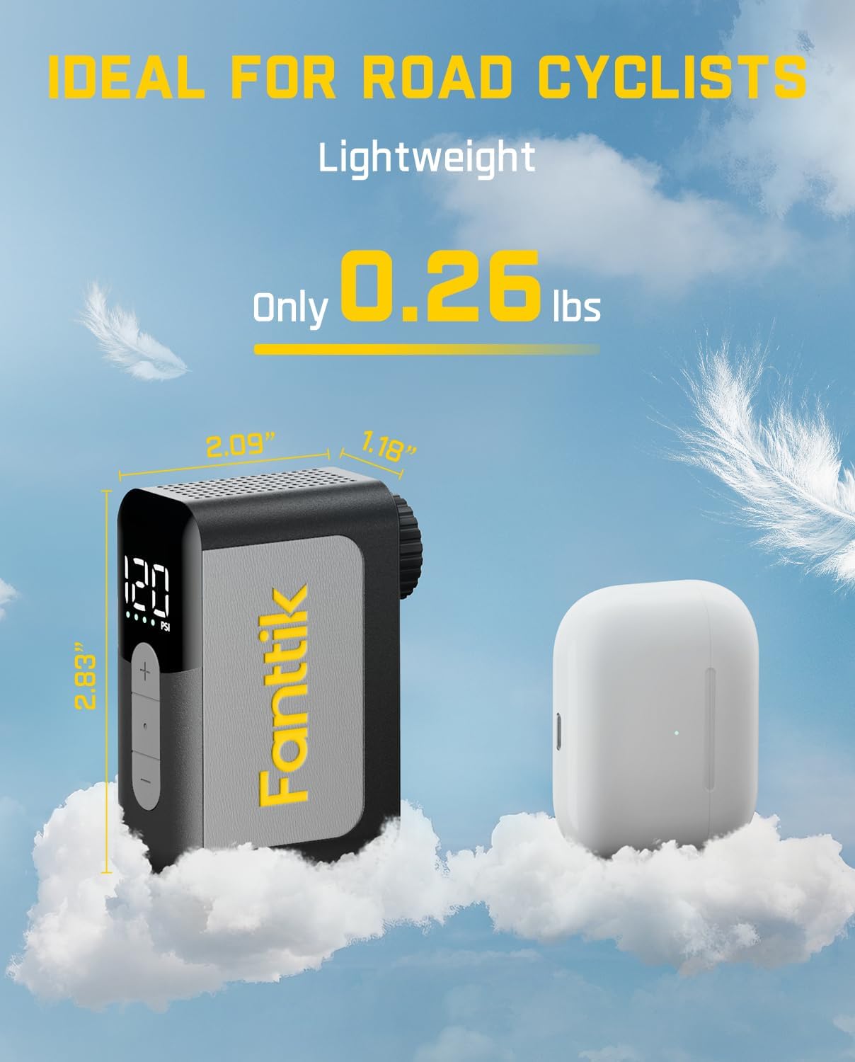 Portable Electric Mini Bike Pump 120PSI Auto Stop Gauge Presta Schrader Valve Compact Road MTB Bicycle Tire Pump