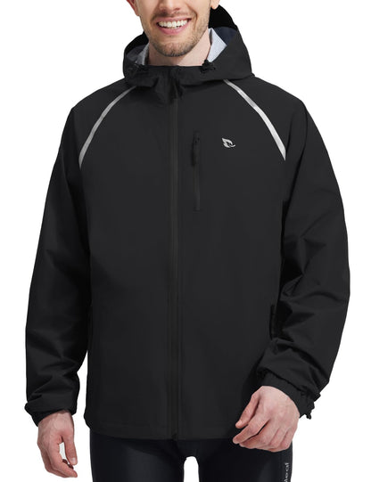 Men’s Waterproof Lightweight Packable Rain Jacket Windbreaker Hooded Reflective Cycling Running Hiking Outdoor Gear