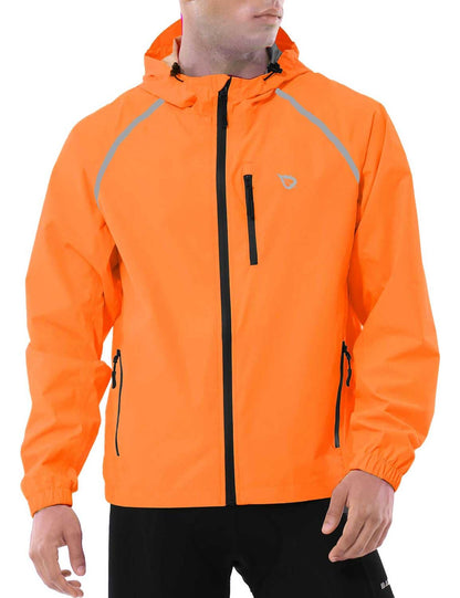 Men’s Waterproof Lightweight Packable Rain Jacket Windbreaker Hooded Reflective Cycling Running Hiking Outdoor Gear