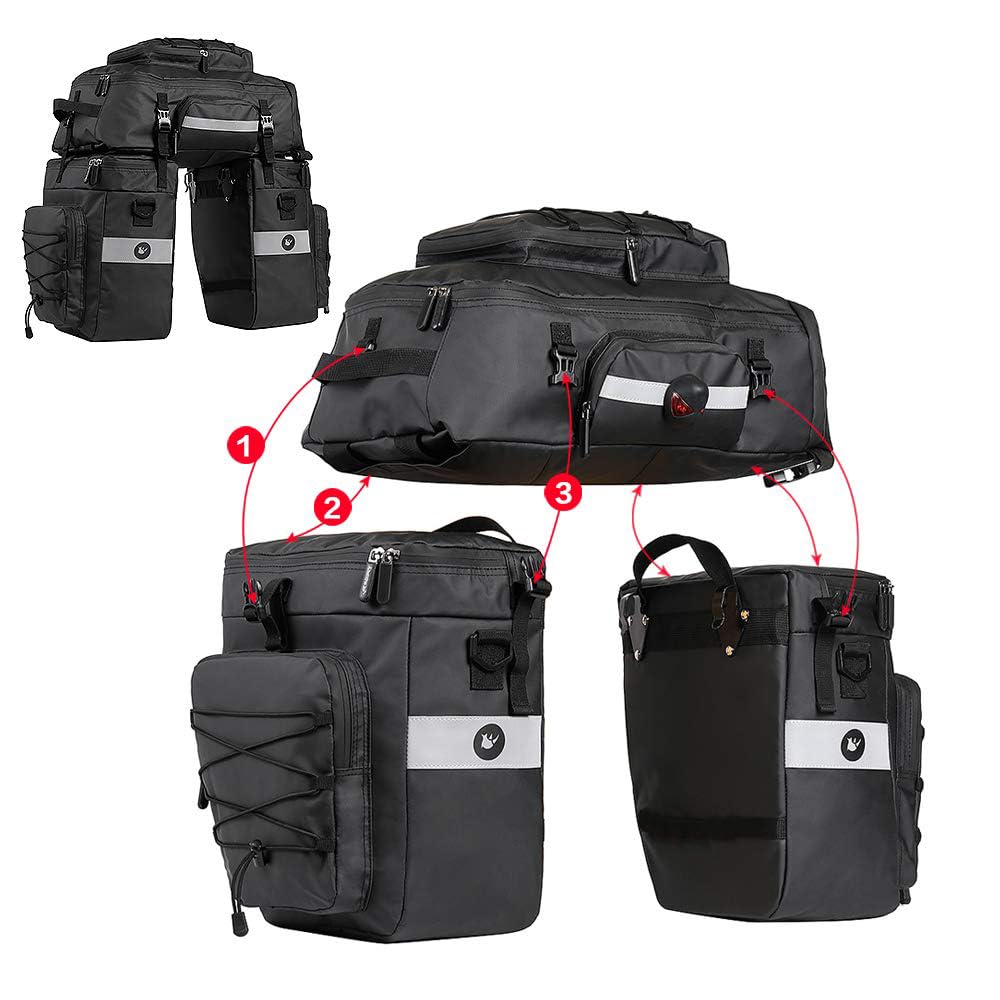 Bike Pannier Bag Set 3 in 1 Cargo Rack Shoulder Laptop Compatible Waterproof Cycling Storage Bag Commuter Bicycle Rack Bag