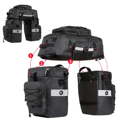 Bike Pannier Bag Set 3 in 1 Cargo Rack Shoulder Laptop Compatible Waterproof Cycling Storage Bag Commuter Bicycle Rack Bag