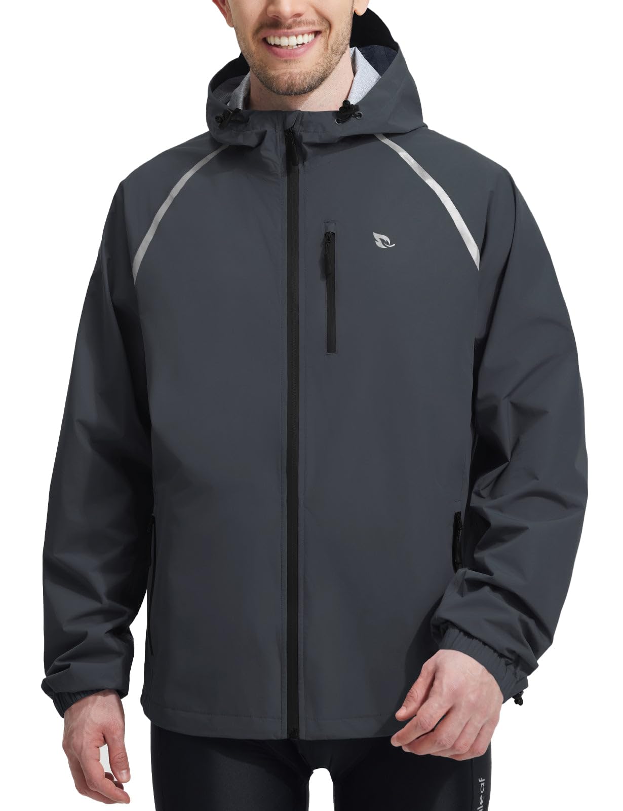 Men’s Waterproof Lightweight Packable Rain Jacket Windbreaker Hooded Reflective Cycling Running Hiking Outdoor Gear