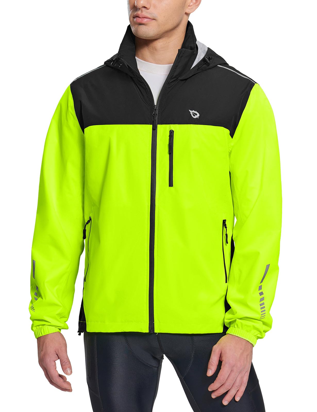 Men’s Waterproof Lightweight Packable Rain Jacket Windbreaker Hooded Reflective Cycling Running Hiking Outdoor Gear