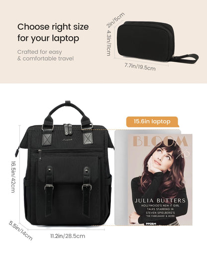Laptop Backpack for Women Work Travel Commuter College School Bag Lightweight Multi Pocket Casual Daypack Fits Daily Essentials