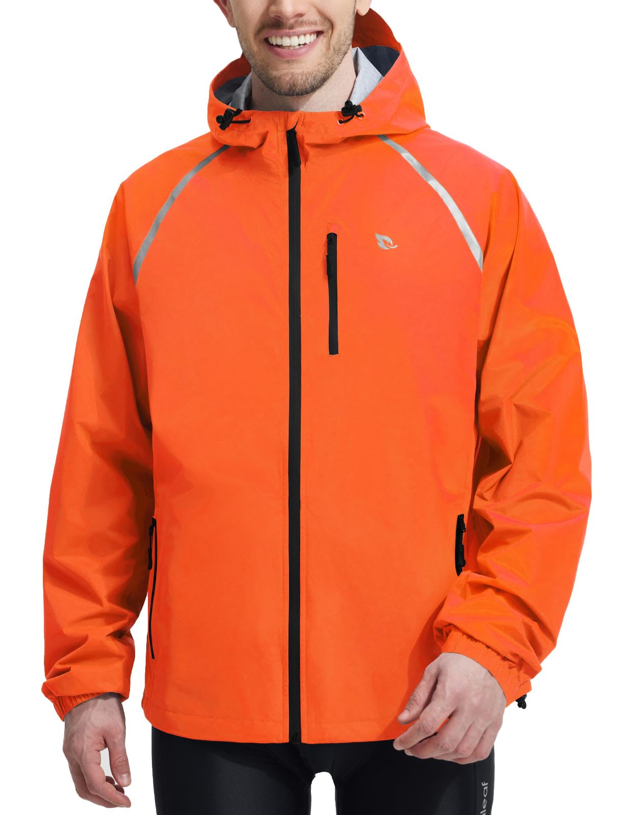 Men’s Waterproof Lightweight Packable Rain Jacket Windbreaker Hooded Reflective Cycling Running Hiking Outdoor Gear