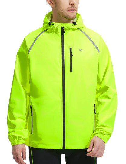 Men’s Waterproof Lightweight Packable Rain Jacket Windbreaker Hooded Reflective Cycling Running Hiking Outdoor Gear