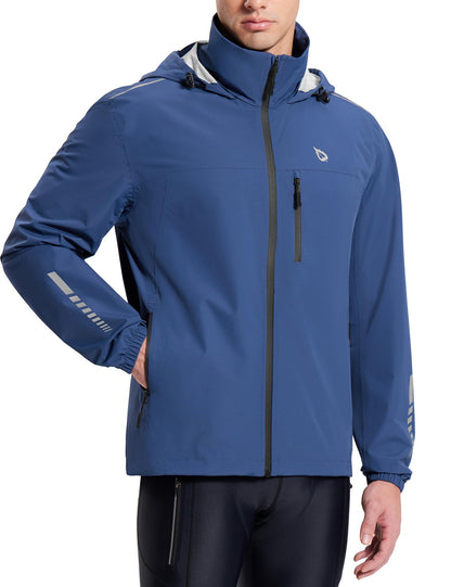 Men’s Waterproof Lightweight Packable Rain Jacket Windbreaker Hooded Reflective Cycling Running Hiking Outdoor Gear