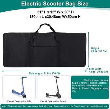 Heavy Duty Electric Scooter Storage Carry Bag 840D Waterproof Padded Strap Double Zipper Universal Scooter Transport Bag