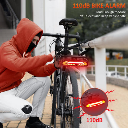 Smart Bike Tail Light Turn Signal Alarm Horn Remote Control Rechargeable Auto Sensing Bicycle Safety Rear Light Compact Waterproof