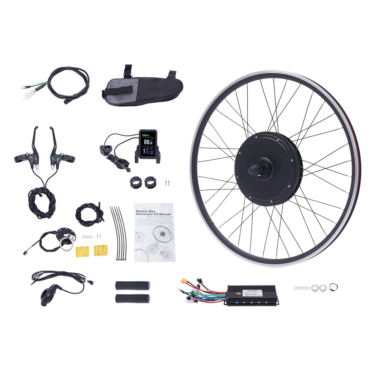 Electric Bike Conversion Kit 48V 1000W 700C Hub Motor Dual Mode Controller LCD Display PAS Adjustable Speed E Bike Conversion System