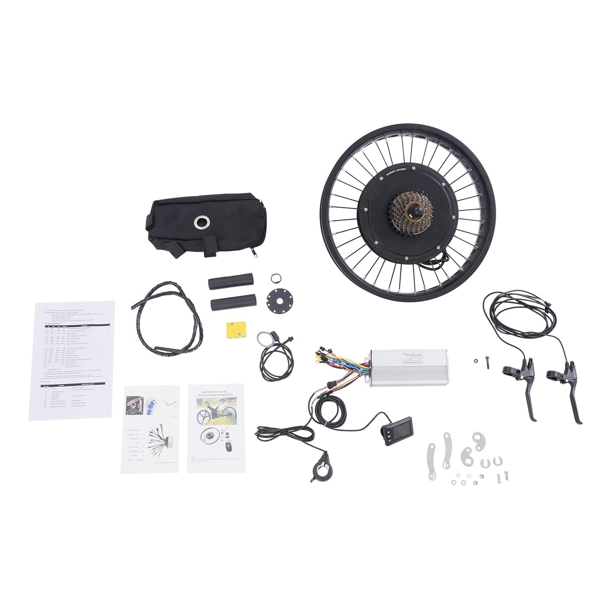 20 Inch 48V 2000W Rear Wheel Electric Bike Conversion Kit Fat Tire Brushless Gearless Hub Motor LCD Display Snow Bike Compatible Kit