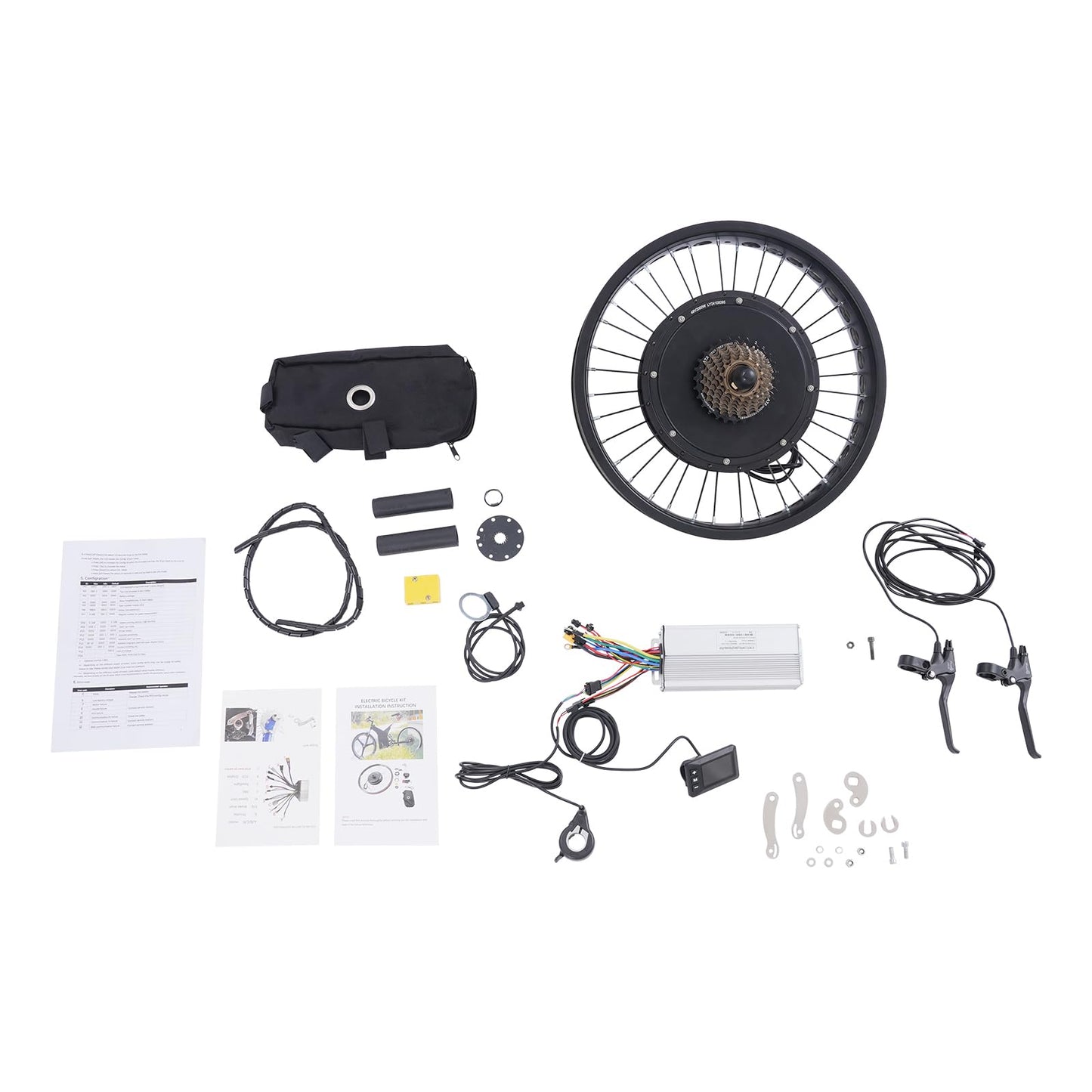 20 Inch 48V 2000W Rear Wheel Electric Bike Conversion Kit Fat Tire Brushless Gearless Hub Motor LCD Display Snow Bike Compatible Kit