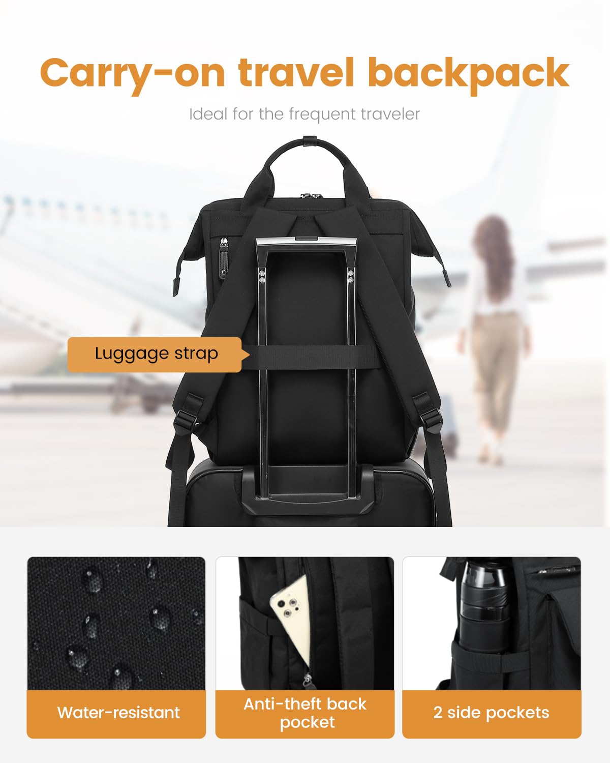 Laptop Backpack for Women Work Travel Commuter College School Bag Lightweight Multi Pocket Casual Daypack Fits Daily Essentials