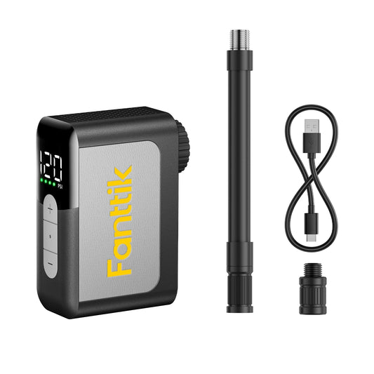 Portable Electric Mini Bike Pump 120PSI Auto Stop Gauge Presta Schrader Valve Compact Road MTB Bicycle Tire Pump