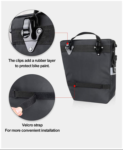 Bike Pannier Bag Set 3 in 1 Cargo Rack Shoulder Laptop Compatible Waterproof Cycling Storage Bag Commuter Bicycle Rack Bag