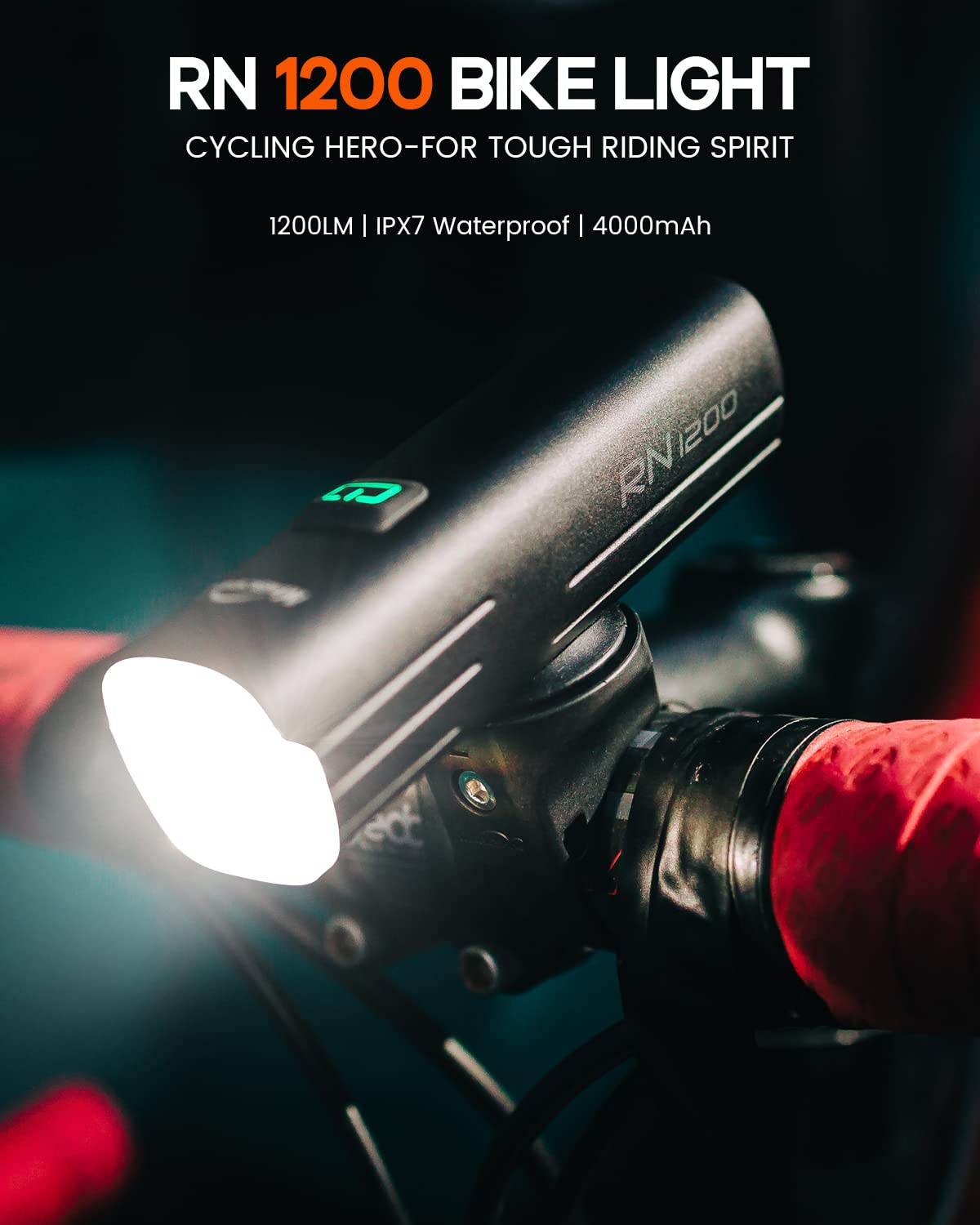 USB Rechargeable Bike Headlight and Taillight Set 1200LM 150LM Night Riding Waterproof Compact