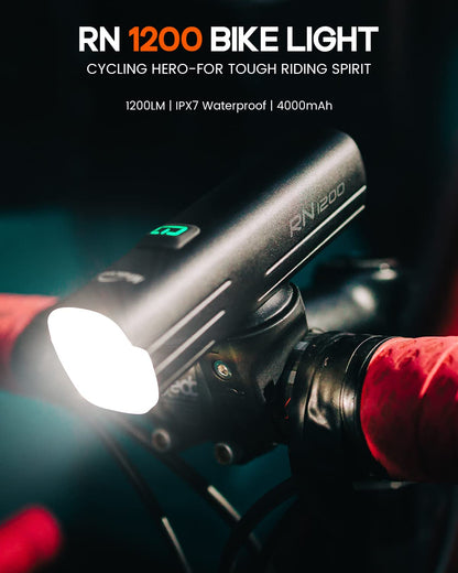 USB Rechargeable Bike Headlight and Taillight Set 1200LM 150LM Night Riding Waterproof Compact