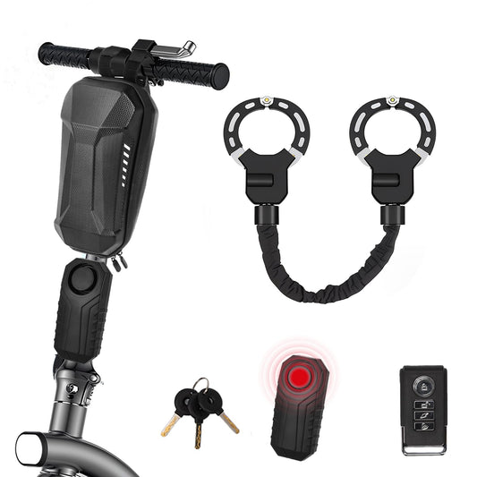 Heavy Duty Anti Theft Bike Chain Lock with Alarm Waterproof Security Lock for E Scooter Bicycle Motorcycle 37 Inch Portable Lock Bag