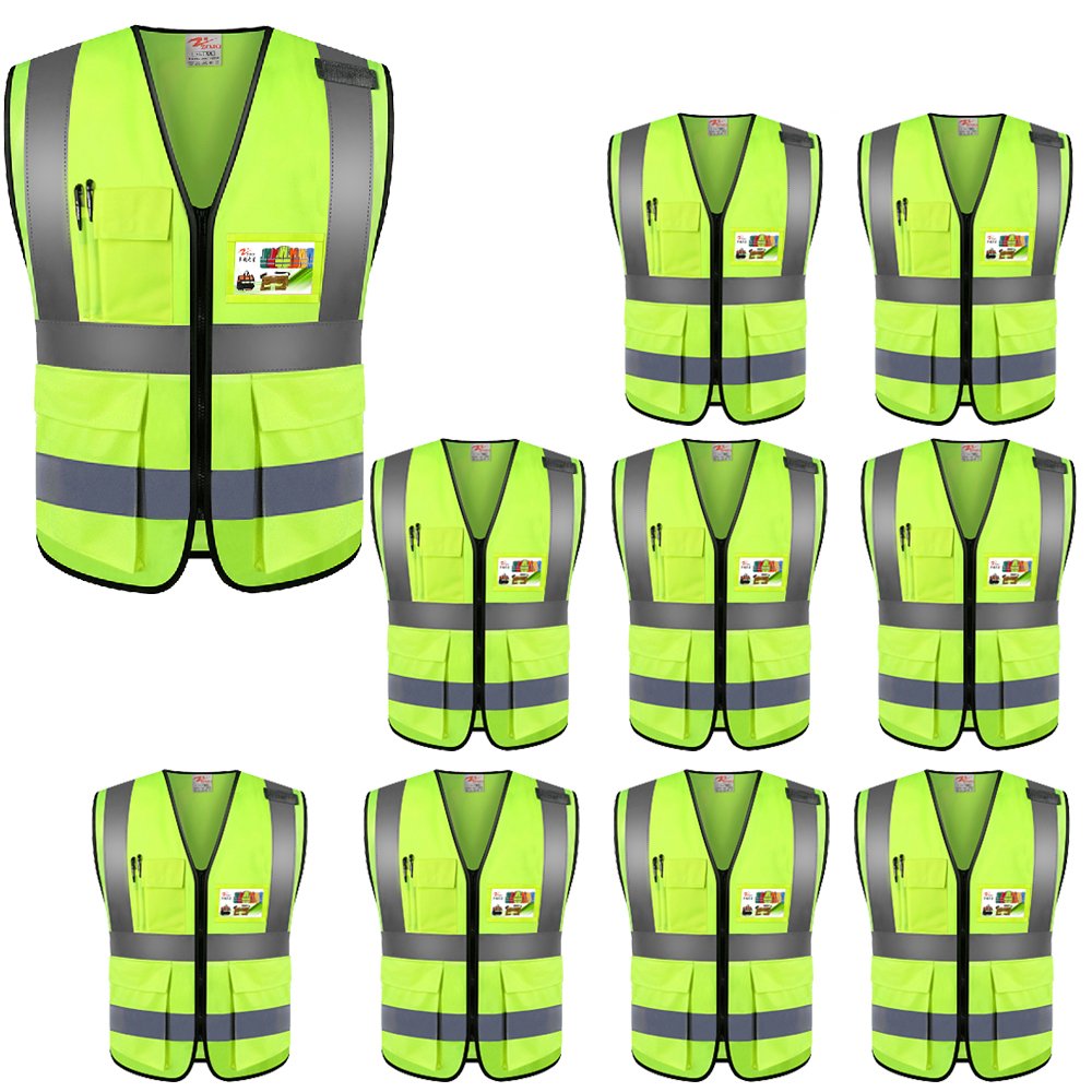 High Visibility Reflective Safety Vest with Pockets Wholesale Work Safety Vest Neon Mesh Adjustable Unisex Outdoor Gear