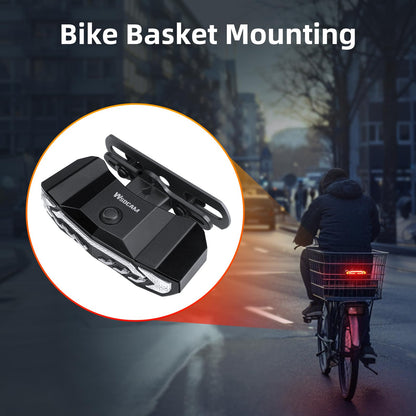 Smart Bike Rear Tail Light with Turn Signals Brake Light Alarm Horn Remote Control Rechargeable Waterproof Bicycle Safety Light Night Riding