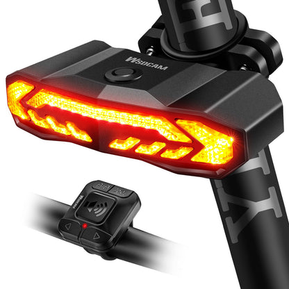 Smart Bike Rear Tail Light Turn Signal Brake Light Alarm Horn Remote Control USB Rechargeable Waterproof Bicycle Safety Light Auto On Off
