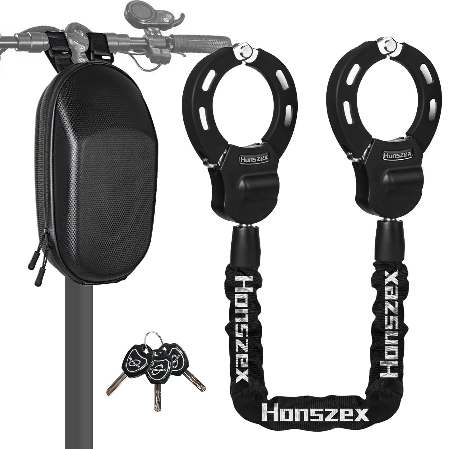 Heavy Duty Anti Theft Handcuff Chain Lock Waterproof Security Lock with Key for Electric Scooter Bike E Bike Motorcycle