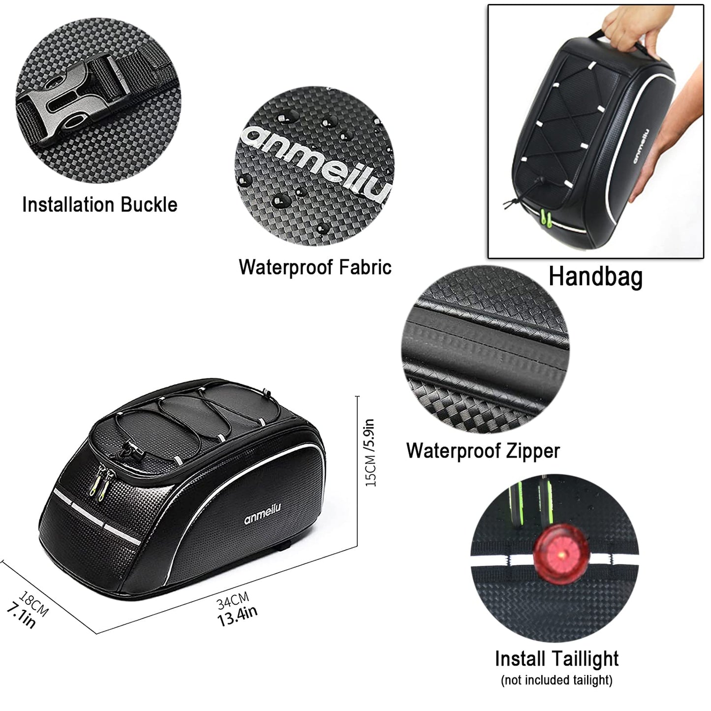 Waterproof Bike Rear Rack Bag Bicycle Trunk Pannier Storage Cargo Seat Luggage Commuter Cycling Bag Compact Multi Use