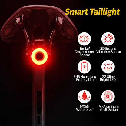 USB Rechargeable Bike Lights Front and Rear Set Dual LED High Low Beam 6000mAh IPX6 Waterproof Aluminum Alloy