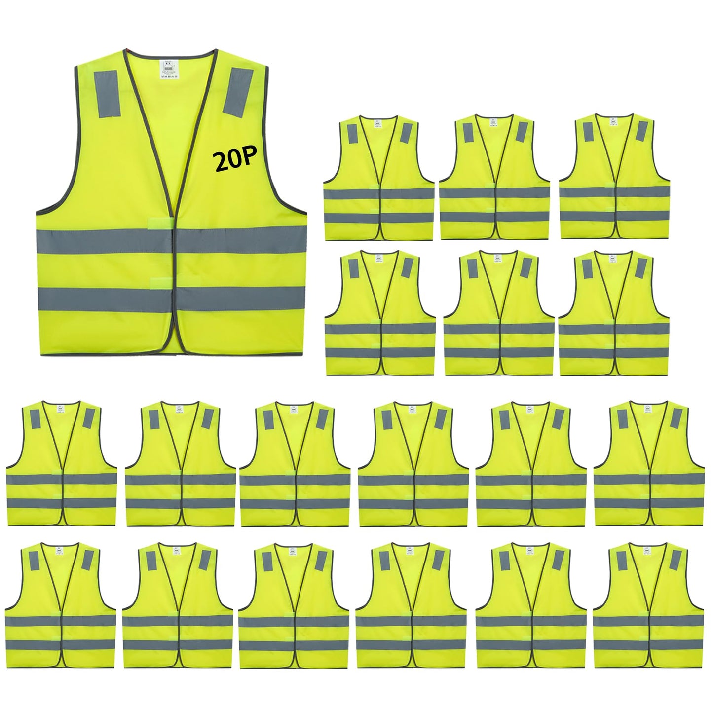 High Visibility Reflective Safety Vest Bulk Pack Class 2 Yellow Construction Work Vest Unisex Lightweight Durable Workwear