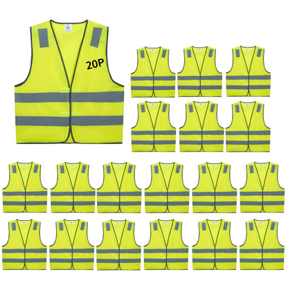 High Visibility Reflective Safety Vest Bulk Pack Class 2 Yellow Construction Work Vest Unisex Lightweight Durable Workwear