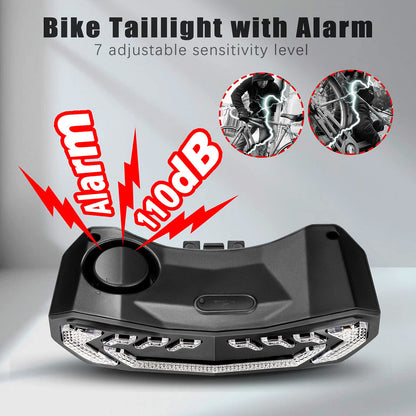 Smart Bike Rear Tail Light Turn Signal Brake Light Alarm Horn Remote Control USB Rechargeable Waterproof Bicycle Safety Light Auto On Off