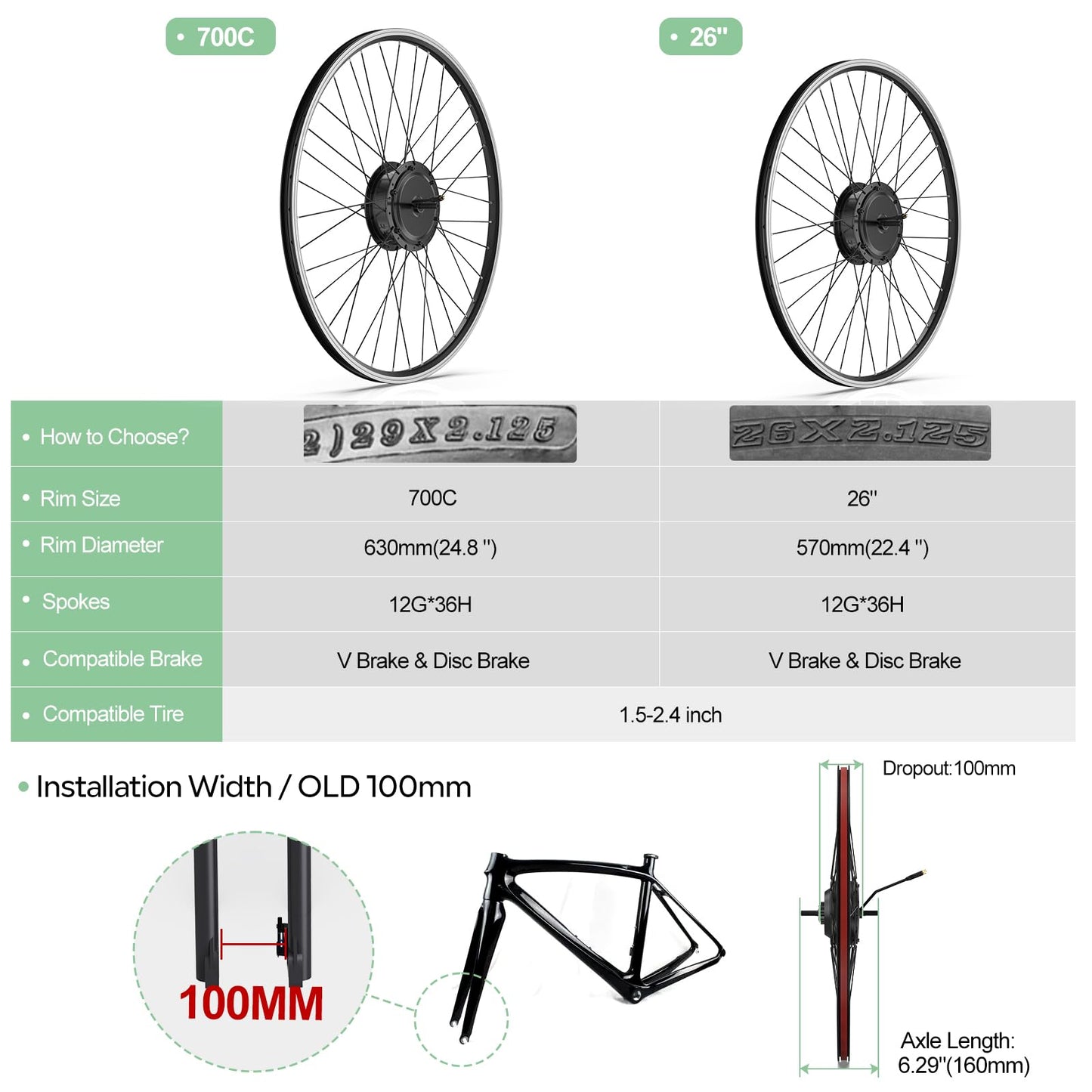 Front Hub Electric Bike Conversion Kit 48V 500W 20–29 Inch Compatible Dual Mode Controller LCD Display Optional Battery System