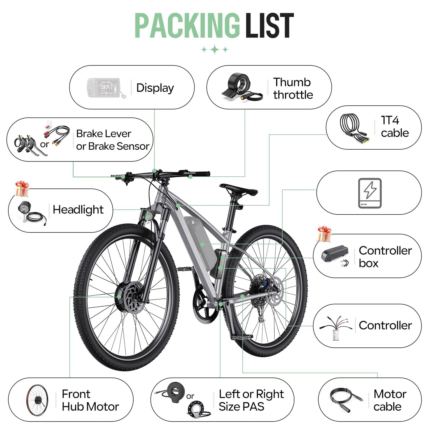 Front Hub Electric Bike Conversion Kit 48V 500W 20–29 Inch Compatible Dual Mode Controller LCD Display Optional Battery System
