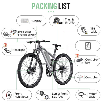 Front Hub Electric Bike Conversion Kit 48V 500W 20–29 Inch Compatible Dual Mode Controller LCD Display Optional Battery System