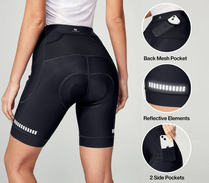 Women’s Padded Cycling Shorts with 4D Padding Pockets Breathable Bike Biker Shorts Ergonomic Fit Performance Cycling Wear